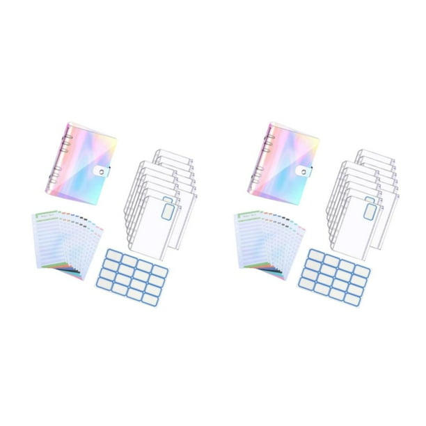 Seitruly Carpeta para cuaderno A6 de 6 anillas Carpeta de hojas sueltas Color de ahorro de gastos de presupuesto Color 2piezas