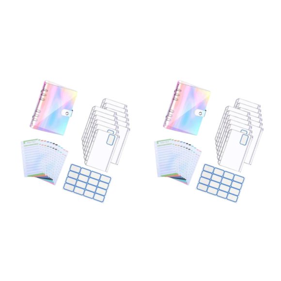 Seitruly Carpeta para cuaderno A6 de 6 anillas Carpeta de hojas sueltas Color de ahorro de gastos de presupuesto Color 2piezas