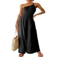 thumbnail image 3 of PENGXIANG Women Romper Sleeveless Off-Shoulder Neck Wide-Leg Trousers, 3 of 5