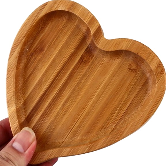 OUNONA Small Heart-Shaped Wood Trinket Tray, 1 Piece, Decorative Jewelry Holder for and Accessories