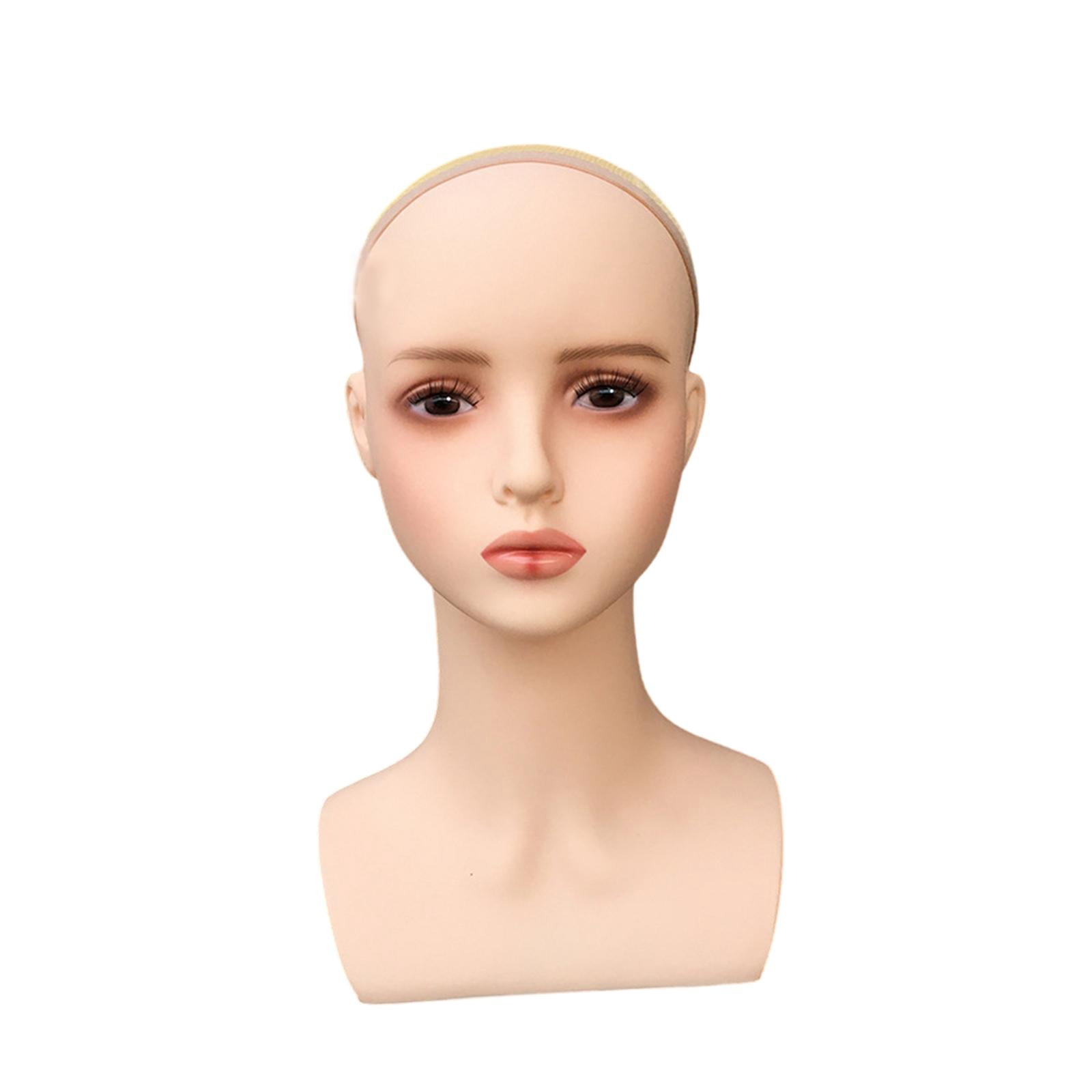 Serenable Cosmetology Doll Head Mannequin Head for Necklace Making Styling Training Head Display for Cap Making and Display Light red lips