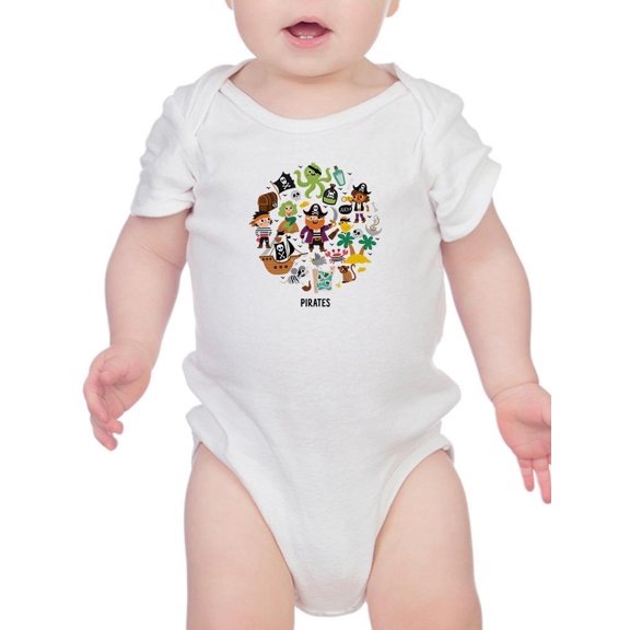 Cute Pirate Treasures Cluttered Bodysuit Infant -Image by Shutterstock, Newborn