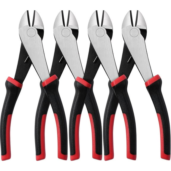 Wire Cutters Heavy Duty (Pack of 4), 7-inch Side Cutters Dikes, Ultra Tough and Durable Diagonal Cutters with Spring-loaded, Ideal Cutting Pliers for Electricians and Homes