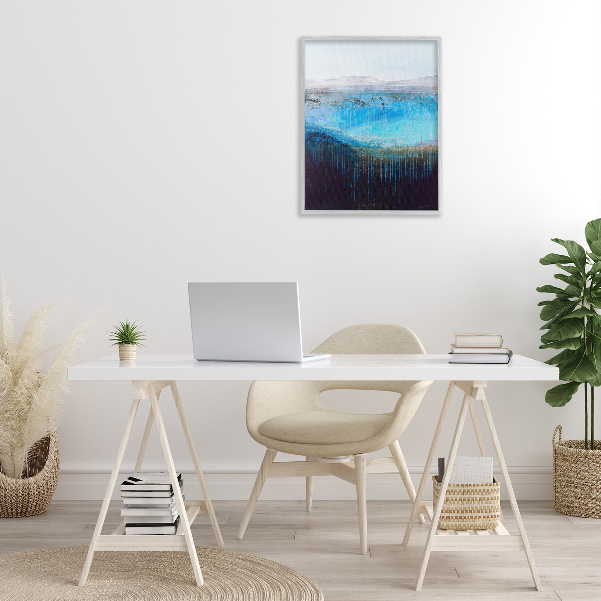 Stupell Industries Intense Abstract Landscape Abstract Painting Gray Framed Art Print Wall Art, 24 x 30