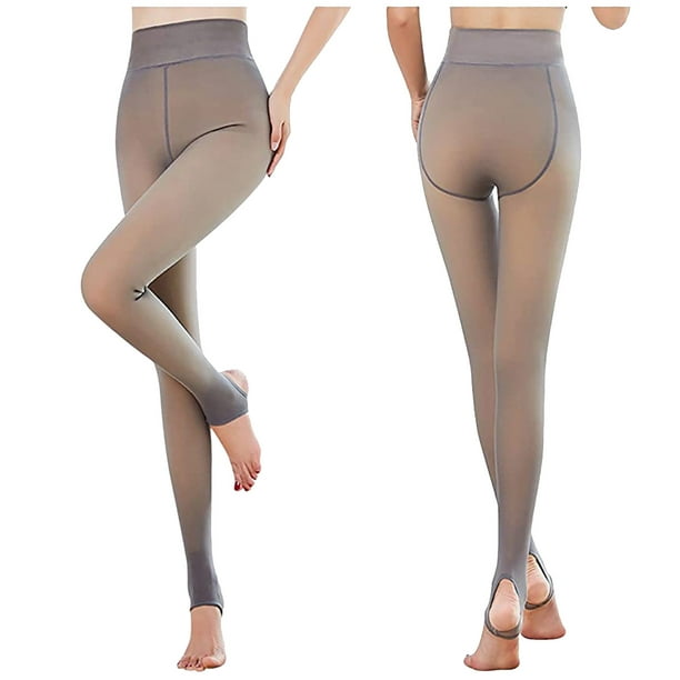 2Pcs Women Sheer Warm Pantyhose Fake Translucent Fleece Tights High Elastic Pants  Fleece Lined Leggings for Women 