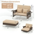 thumbnail image 3 of Gymax 2PCS Wicker Loveseat & Storage Ottoman w/ 4-Level Backrest & Soft Cushion Beige, 3 of 9