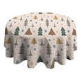 thumbnail image 4 of Multicolor Christmas Tree Pattern Round Tablecloth 60"x60",Wrinkle Wipeable Table Cloth for Kitchen Dining Room Picnic Patio Party, 4 of 6