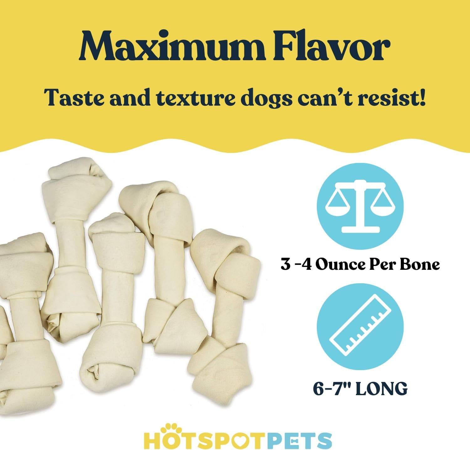 HotSpot Pets Durable Natural Rawhide Dog Chews, 6-7 Inch, 10 Pack