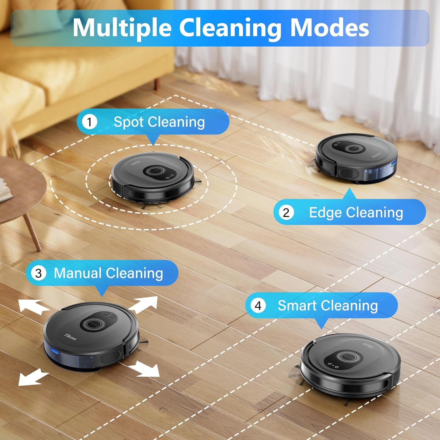 Robot vacuum and mopping set, 5000 pascal robot vacuum cleaner, maximum usage duration 150 minutes