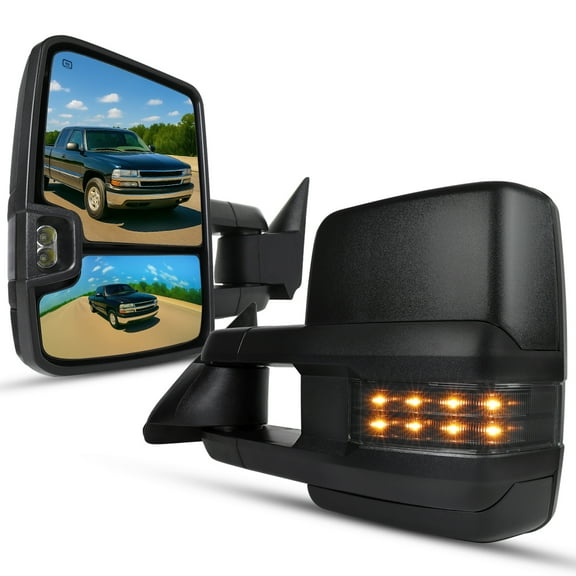Spec-D Tuning Facelift Style Power   Heated Tow Mirrors w/Smoke LED Signal Compatible with 1999-2002 Chevy Silverado GMC Sierra Left   Right Pair