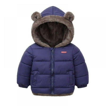 

Little Boys Girls Puffer Jacket Hooded Fleece Lining Elastic Cuffs Outerwear Down Coat 2-7T