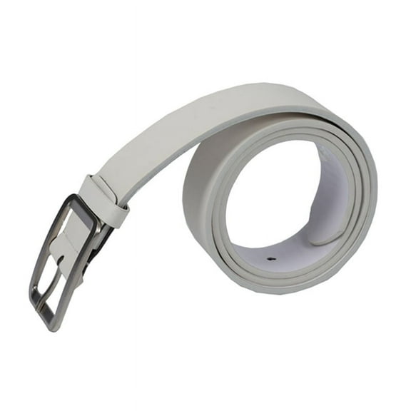 Men's Casual Waistband Belt Faux Leather Belt Buckle Waist Strap Belts white