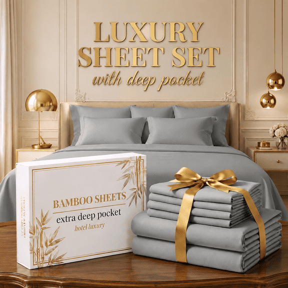 4 Piece Kids Deep Pocket Sheet Set,All Season Luxury Hotel Bedding for Bedroom & Dorm(Grey,King)