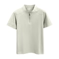 thumbnail image 4 of Mens Golf Polo Shirts Summer Short Sleeve 1/4 Zip Tops Moisture Wicking Casual Tennis Activewear Khaki, 4 of 7