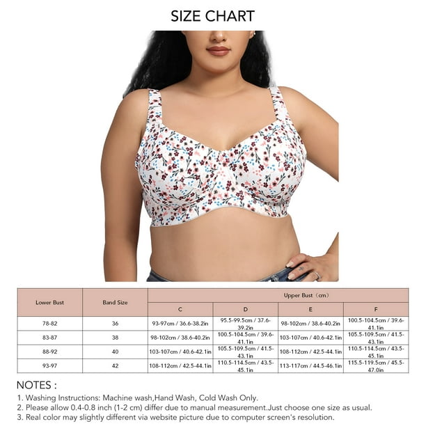 Women With Adjustable Straps Women Full Coverage Underwired With Adjustable  Wide Strap Ultrathin Everyday Soft White Printed 42D
