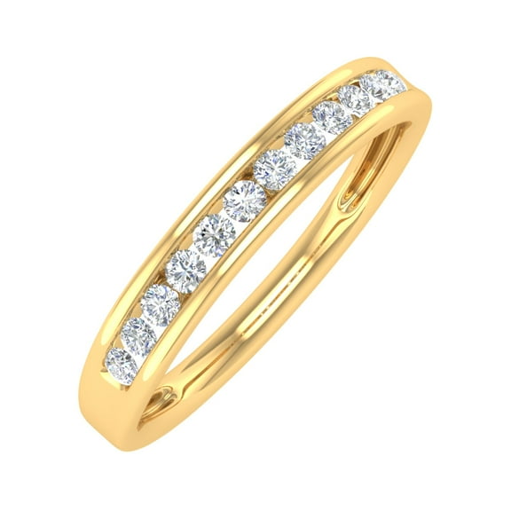 1/4 Carat Channel Set Diamond Wedding Band Ring in 14K Yellow Gold - IGI Certified (Ring Size 9.25)