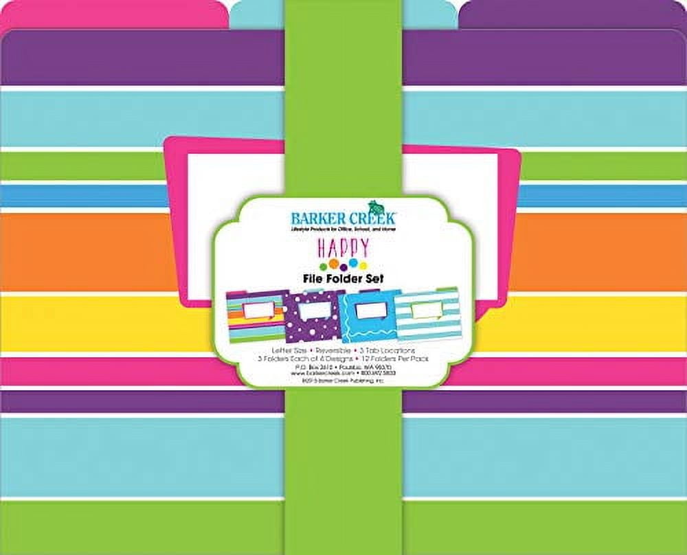 Barker Creek Letter-Size File Folders 12 Count - Happy (LL-1334)