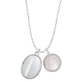 thumbnail image 1 of Delight Jewelry Silvertone Oval - Imitation Cat's Eye - White - To the World You are a Mother Locket Necklace, 1 of 4