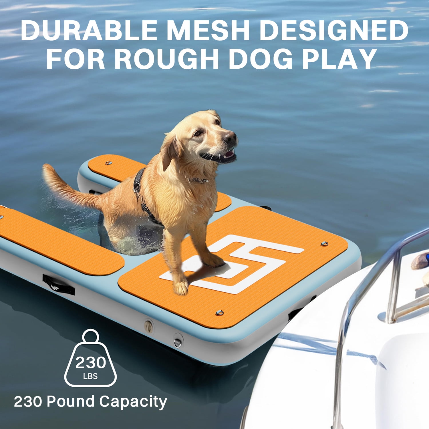 Dog Pool Ramp,Inflatable Dog Water Ramp,60×40" Pet Water Ramp for Dogs Up to 230lbs,95% Large Area EVA Covered,Suitable for Pool, Lakes, Boats and Docks,Yellow