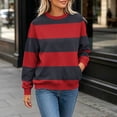 thumbnail image 7 of Karymi Workout Tops for Women Two-Tone Wide Horizontal Stripe Crew Neck Sweatshirt, Long Sleeve Non-Hooded Pullover Top, Block Color Sweatshirt with Side Pockets Womens Tops Dressy Casual, 7 of 7