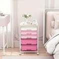 thumbnail image 2 of Utility Cart with 5 Drawers,Storage Drawer Cart with Wooden Tabletop and Lockable Wheels,Craft Storage Trolley Cart,5-Tier Rolling Utility Cart on Wheels,Rose Pink, 2 of 16