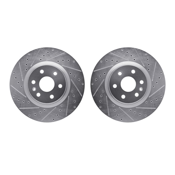 Dynamic Friction Company Front Brake Rotors-Drilled and Slotted-Silver 7002-46024