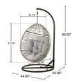 thumbnail image 3 of Noble House Layla Outdoor Wicker Hanging Basket Chair with Cushion in Black/Gray, 3 of 11