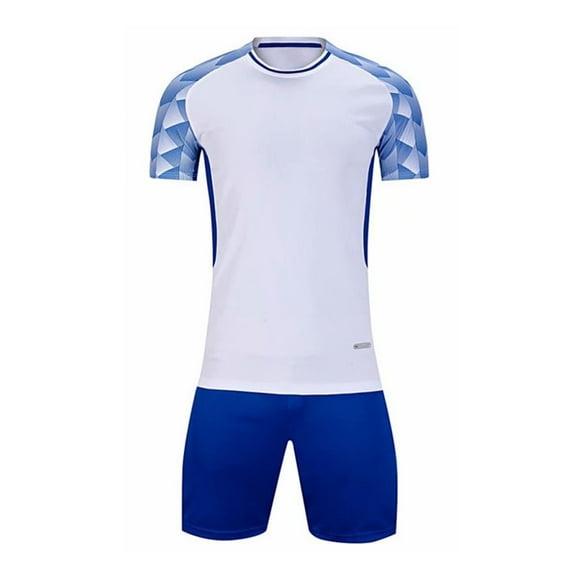 CYRBOKO Athletic Outfit Sets for Boys, Short Sleeve Football Quick-dry Elastic Waist Sports Clothing Sets White Size 14-16 T