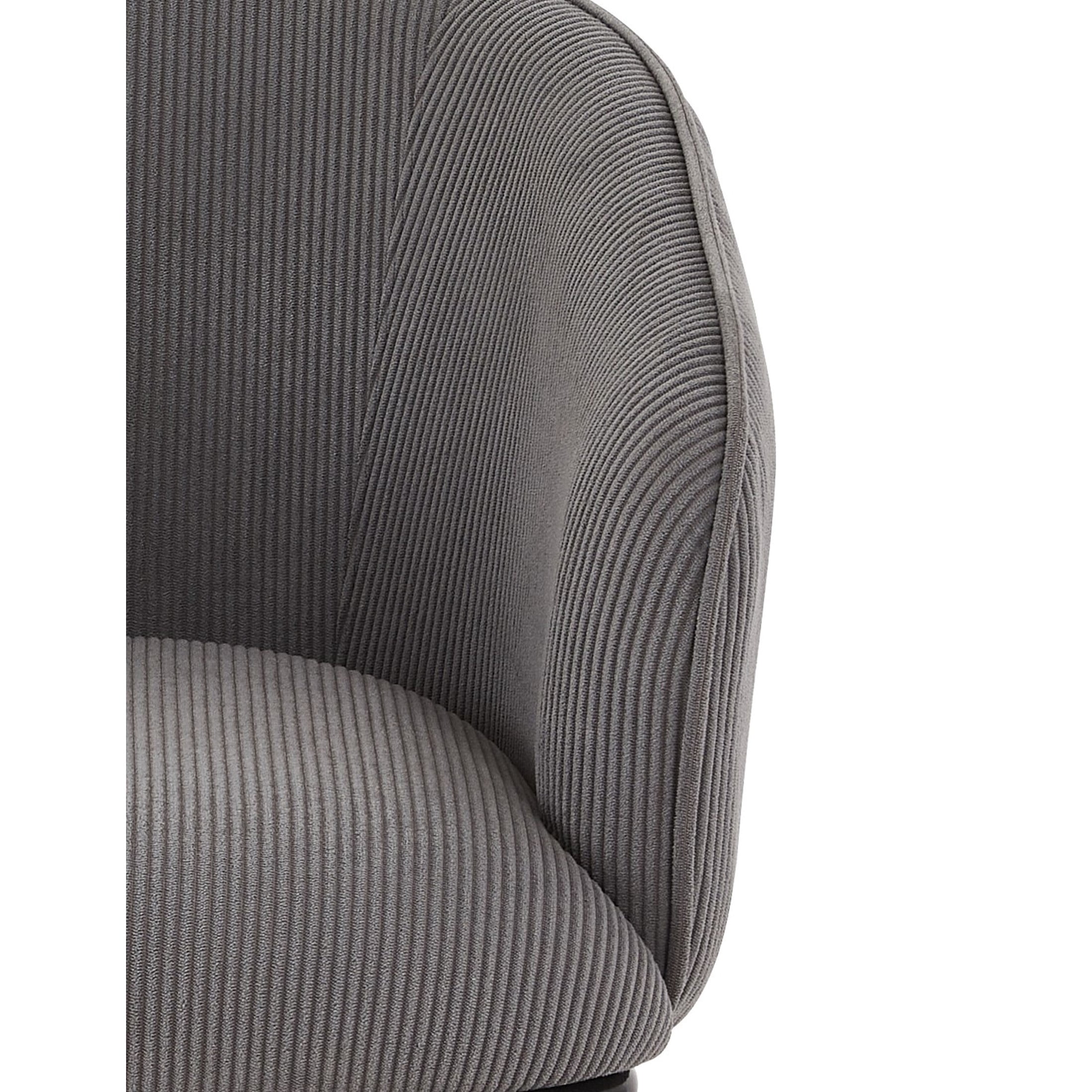 GDF Studio Mid-Century Modern Barrel Accent Chair with Corduroy Upholstery & Metal Legs, Gray