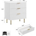 thumbnail image 2 of Blanca 3-cajón dormitorio cómoda-fluted moderno nightstand con deep cajones de anchura top y de madera construction ideal para as a side mesa para sala de estar hallway o para niños room, 2 of 7