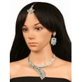 thumbnail image 2 of NEW! Sunsoul by Touchstone Indian Hollywood paisley/scarf crystals Turquoise White Color jewelry necklace set in silver tone for women, 2 of 4