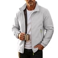thumbnail image 3 of PNTUTB Men's Full Zip Stand Collar Jacket Solid Color Long Sleeve Windbreaker Casual Lightweigh Waterproof Comfort Outdoor Sporty Coat with Pockets, 3 of 7