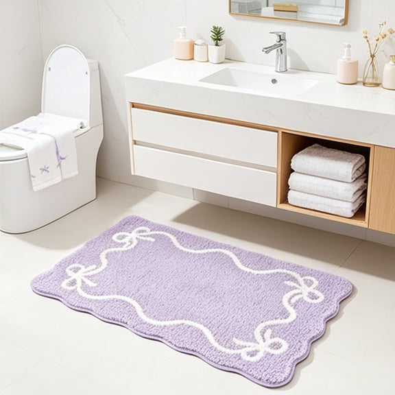 Bow Knot Bath Mat, Soft Absorbent Artificial Rug for Bathroom Floor, Non-Slip Bedroom Home Decor Entryway Mat, Indoor Living Room Display Enhancement, 15.75" x 23.62", KTFgvq