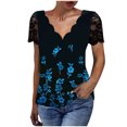 thumbnail image 1 of Tops Para Mujer Blusa Casual Elegante Camisa de Manga Corta Con Cuello en V Estampada A La Moda Odeerbi ODB163843, 1 of 4