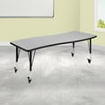 thumbnail image 2 of Flash Furniture Wren Mobile 26"W x 60"L Rectangle Wave Flexible Collaborative Grey Laminate Activity Table - Height Adjust Short Legs, 2 of 11