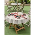 thumbnail image 4 of Outdoor Tablecloths with Umbrella Hole & Zipper, Red Spring Floral Round Tablecloths 60 Inch, Birds Branches Watercolor Flowers Rustic Waterproof Table Cloth, Patio/Pool/Picnic Table Covers, 4 of 8