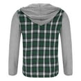 thumbnail image 4 of Plaid Shirt Jacket Mens Patchwork Flannel Hoodie Cotton Button Up Hooded Sweatshirt Outwear with Pocket (3XL, Green), 4 of 6