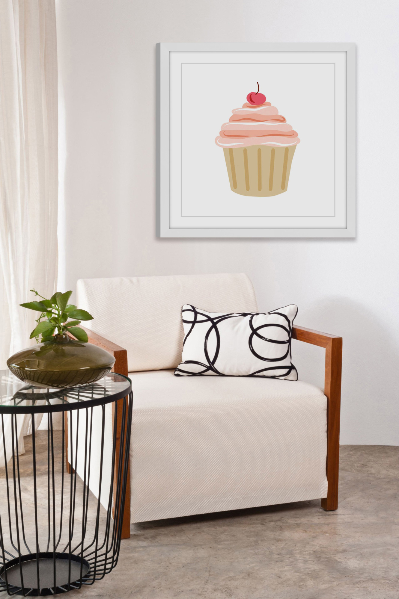 Marmont Hill Inc Marmont Hill - 'Cupcake Cherry' by Diana Alcala Framed Painting Print - Multi