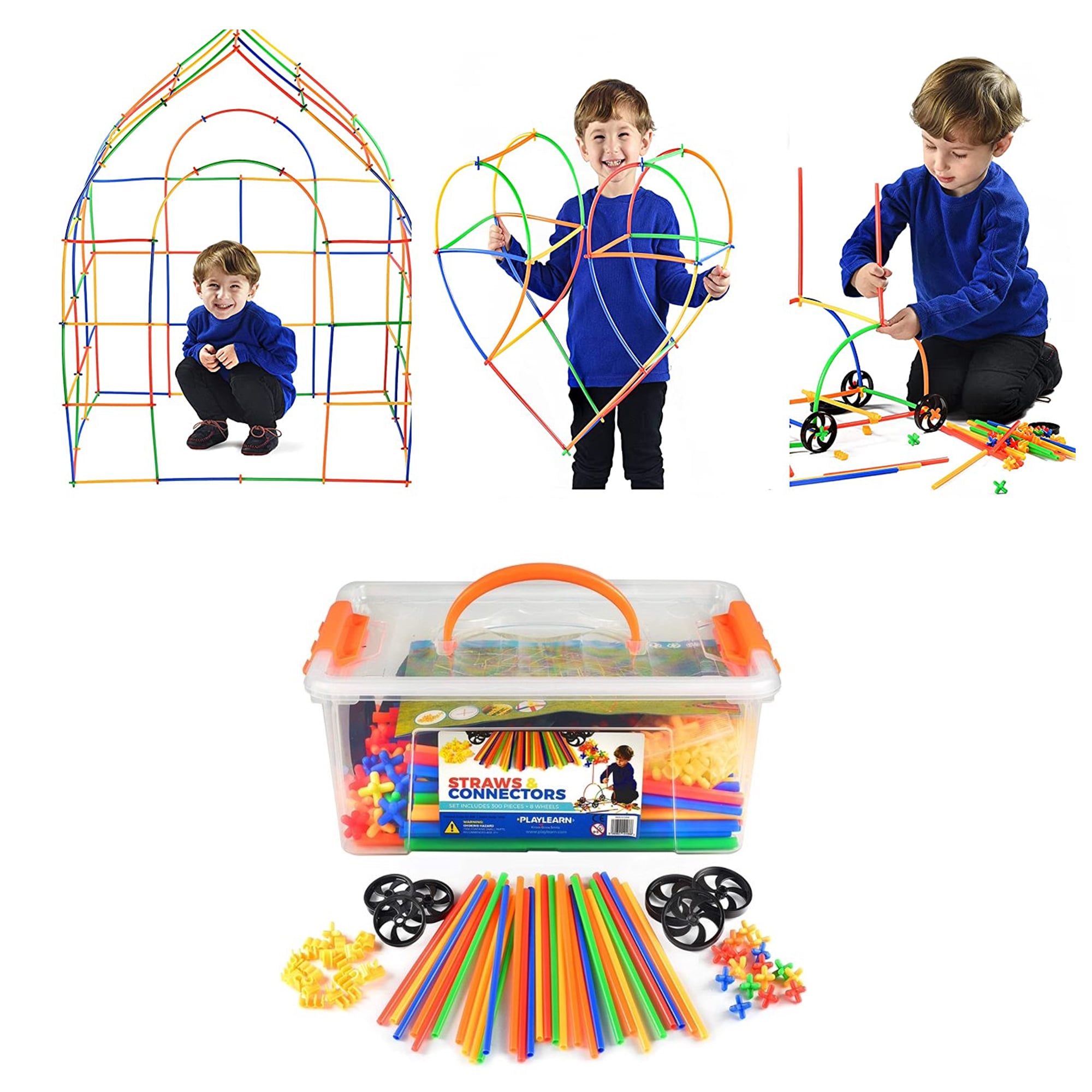 Playlearn Building Straws and Connectors for Kids Educational Toys for