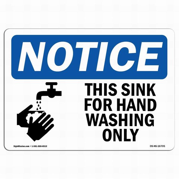 Size: 8" x 12" Wall Signs Warning Sign Decor Tin Metal Signs OSHA Notice Sign - Notice This Sink for Hand Washing Only with Symbol Safety Sign Novelty Signs