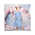 thumbnail image 2 of Sunny Fashion Girls Dress Bright Blue Sheer Mesh Long Sleeve Gown Pageant Wedding 7 Years, 2 of 7