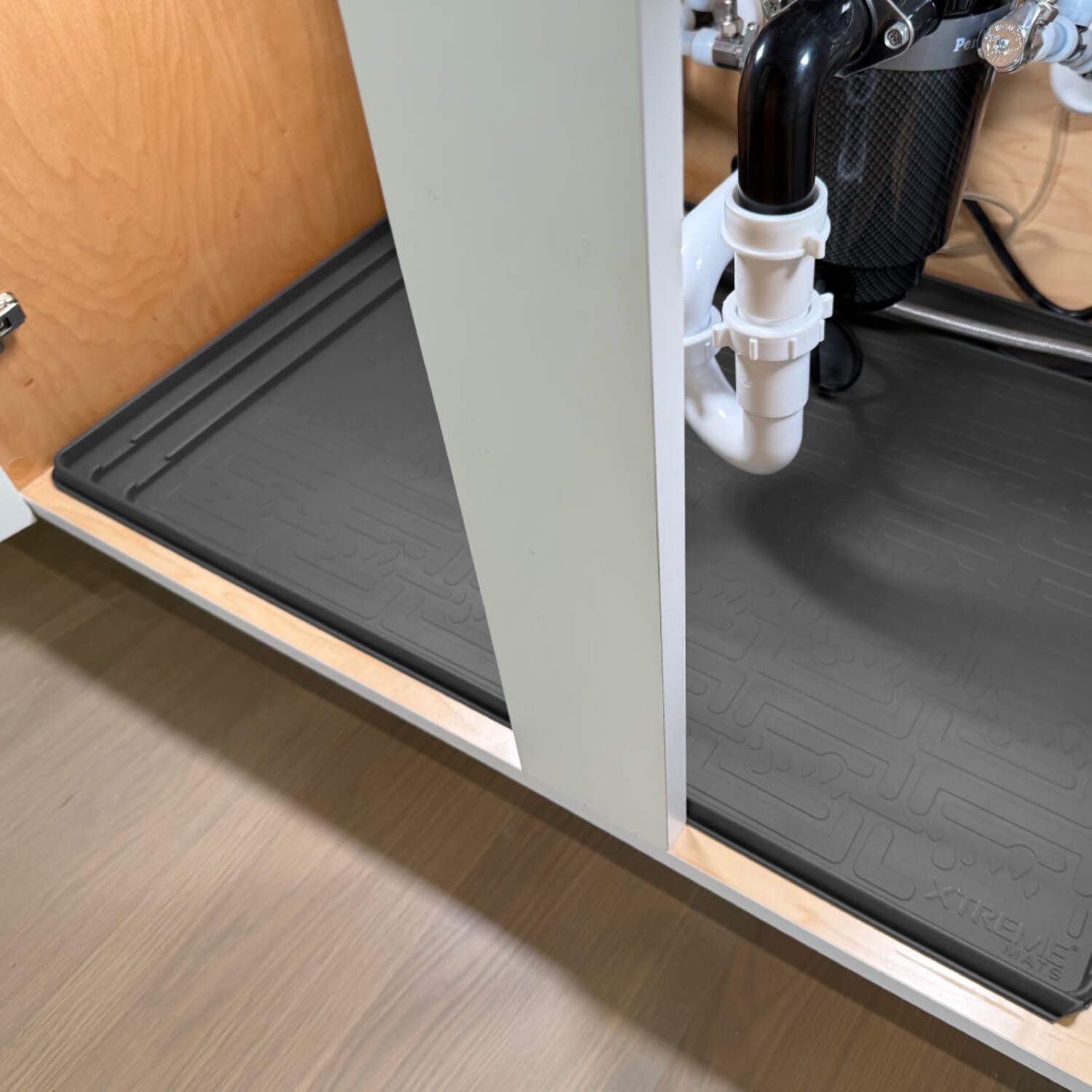 XTREME MATS Trimmable Rubber Under Sink Cabinet Mat – Ultimate Waterproof Protection for Kitchen or Bathroom Cabinets with Patented Overflow Channel 34" 1/4 x 22" 1/4