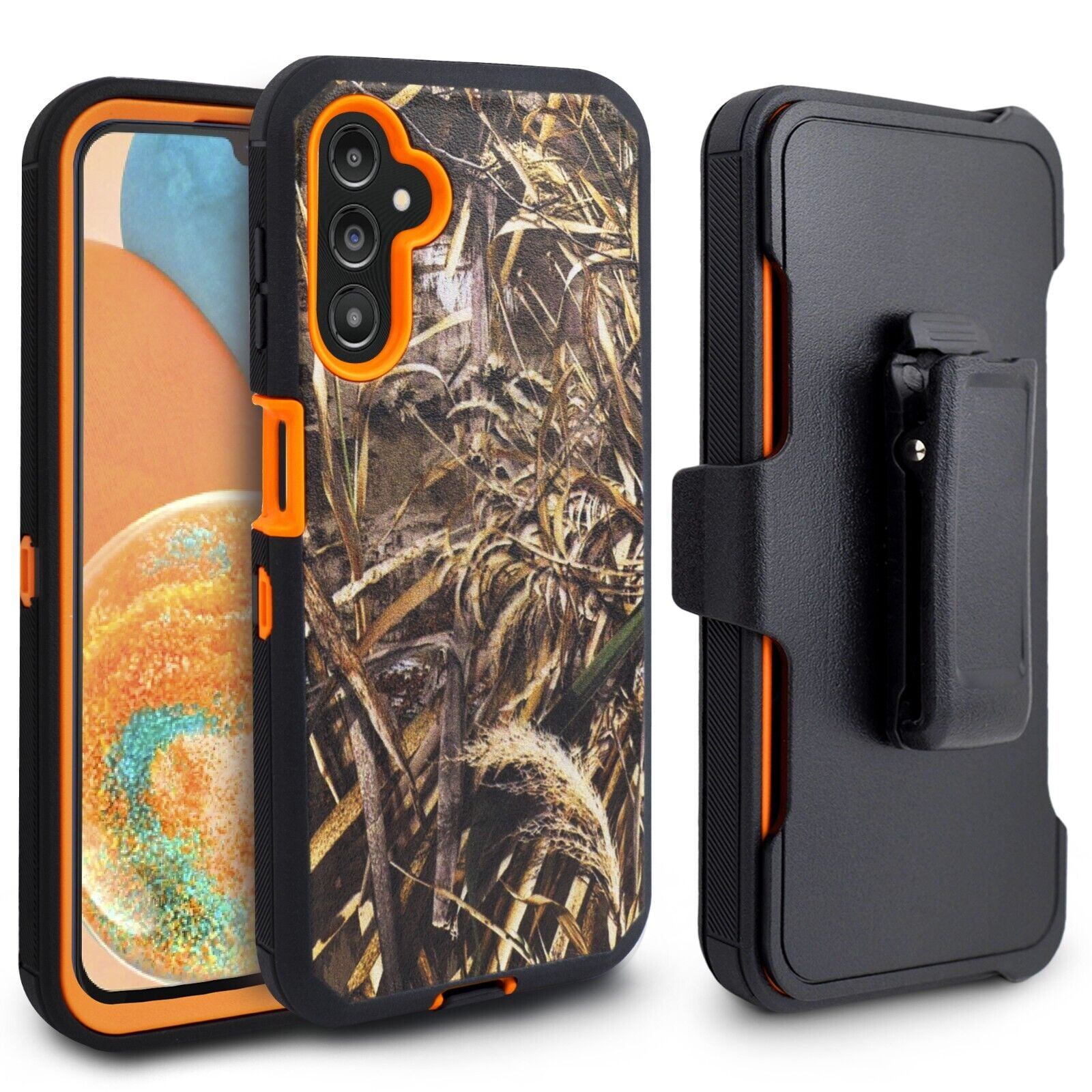 Xhy Samsung Galaxy A14 5G Case with Belt Clip Holster Military Grade Heavy  Duty Protection 3 in 1 Shockproof Armor Rugged Durable for Galaxy A14 5G  Phone - Black+Orange 