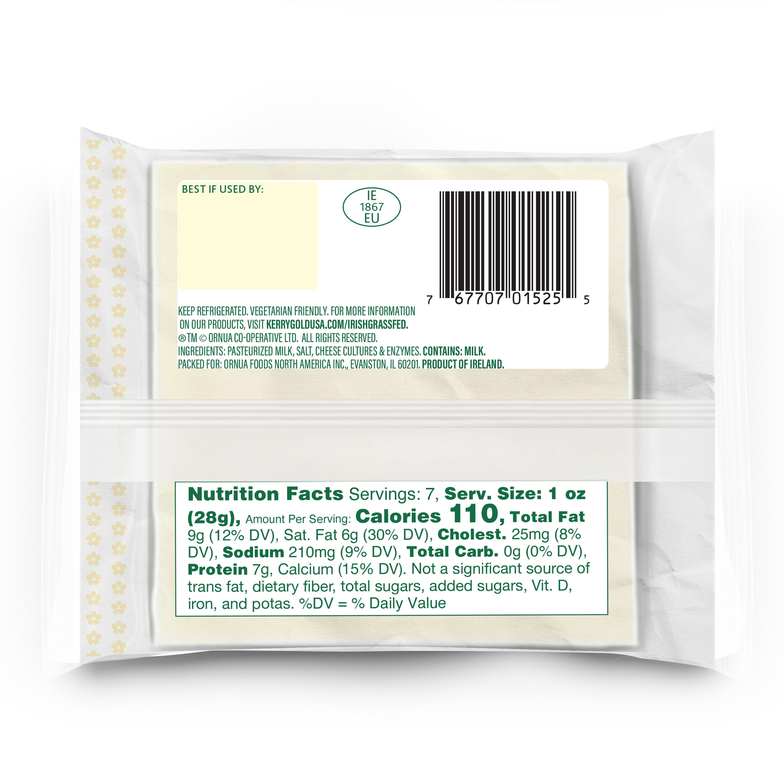 Kerrygold Irish Grass-Fed Dubliner Irish Cheese Block,  7oz.