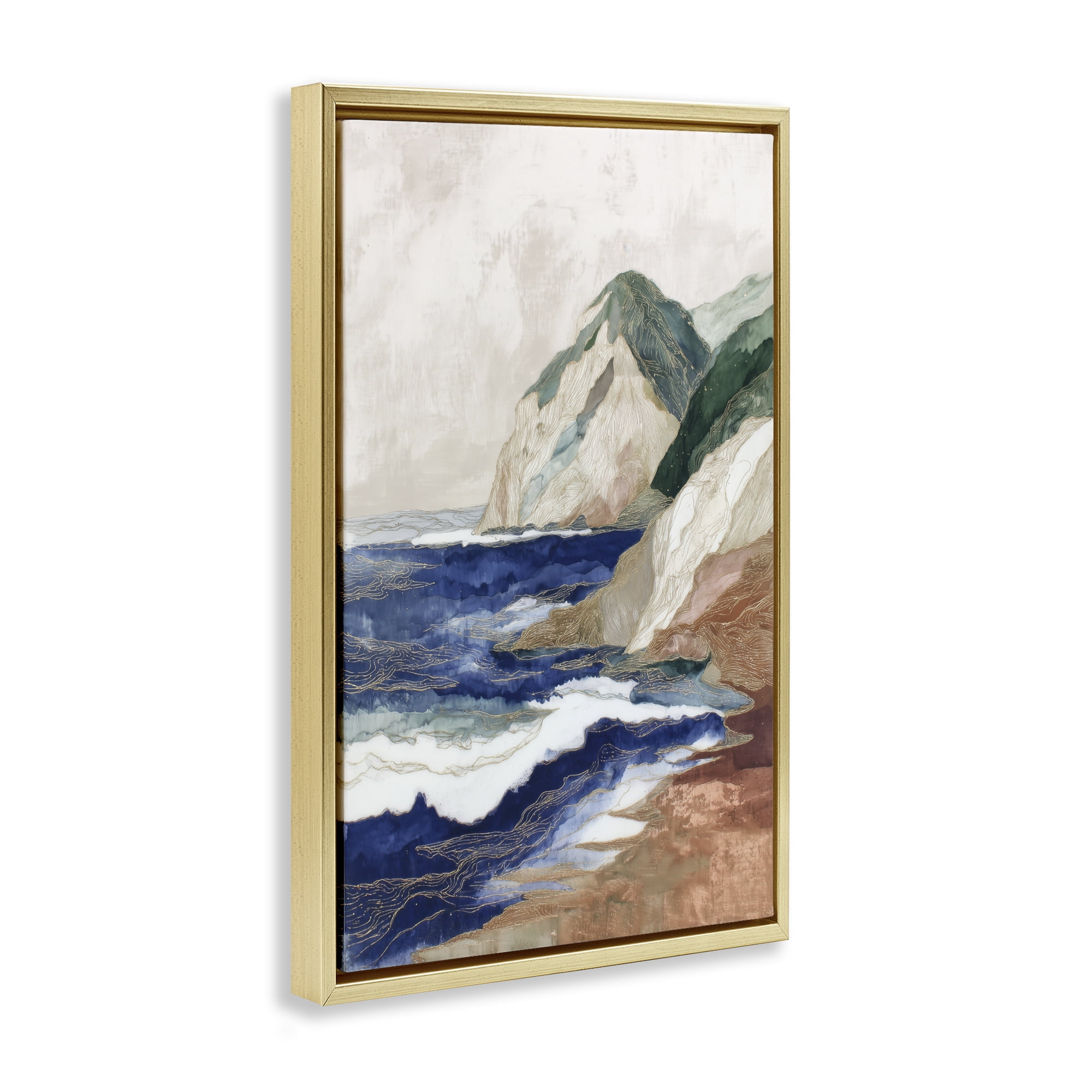 Stupell Industries Cliff Next To The Sea Gold Framed Floater Canvas Wall Art, design by Chromatic Storm Studio