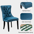 thumbnail image 6 of Contemporary Button Tufted Dining Chairs, High-end Velvet Upholstered Dining Chairs with Nailhead Back and Ring Pull Trim, Wood Dining Chairs for Living Room, Restaurant (Teal,Set of 2), 6 of 8
