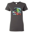 thumbnail image 1 of Cute Rainbow Neon Doberman Dog Lover Womens Graphic T-Shirt, Charcoal, Large, 1 of 3
