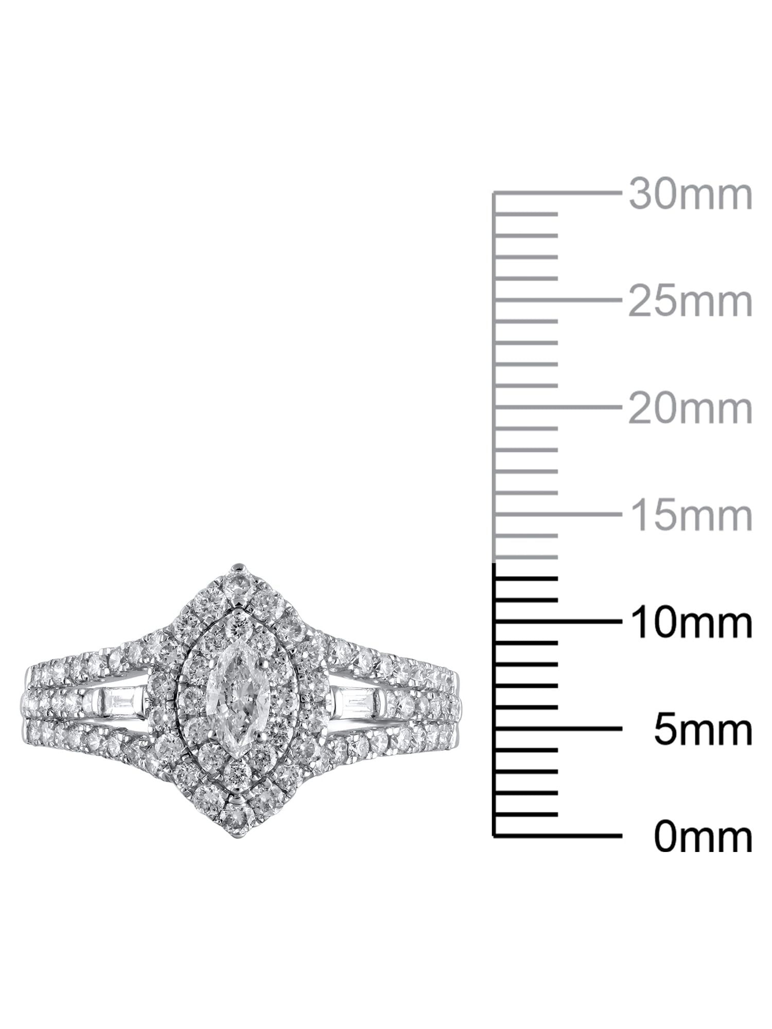 1 Carat T.W. (I2 clarity, H-I color) Brilliance Fine Jewelry Marquise cut Diamond Engagement Ring in 10kt White Gold, Size 8