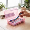 thumbnail image 3 of Plastic Pencil Case Box, 1 PCS Large Crayon Marker Pen Organizer | Plastic Bead Organizing Container with Snap-Tight Lids, Clear Craft Storage Boxes, 3 of 6