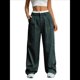 thumbnail image 2 of Pantalones Anchos y Holgados para Mujer, Estilo Palazzo Harén, Informales, A Rayas, con Cintura Elástica y Bolsillos Verde Oscuro XXL, 2 of 7